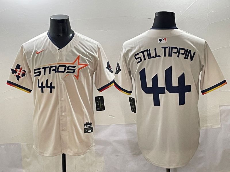Men 2025 Houston Astros #44 Still Tippin Cream Three generations Joint Name Nike MLB Jersey style 3->houston astros->MLB Jersey